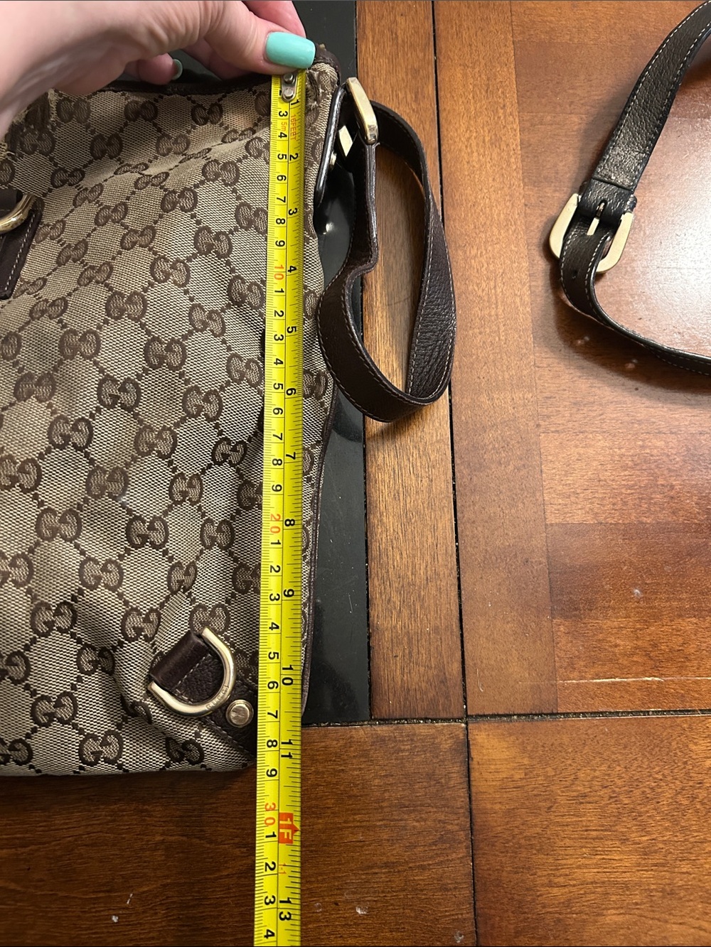 Gucci Beige Brown GG Canvas Messenger Bag with Leather Trim - Picture 6 of 7